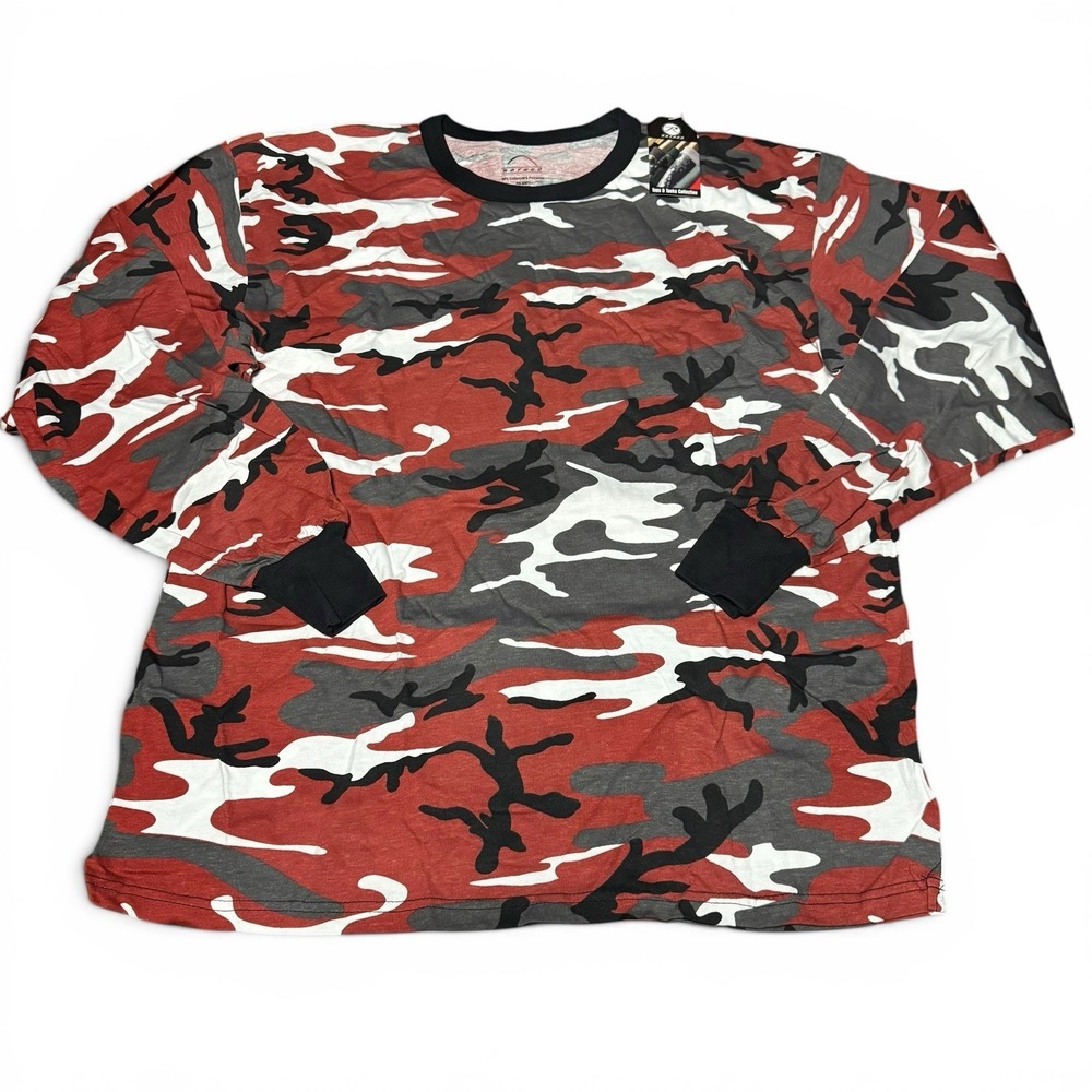 Rothco Red Camo Long Sleeve T-Shirt Men's 2XL Crew Neck NWT Military